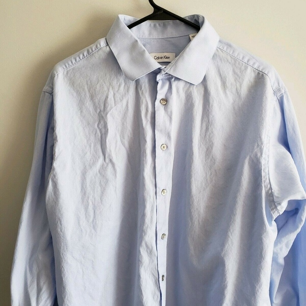 Calvin Klein Mens Button Down Shirt XL Blue